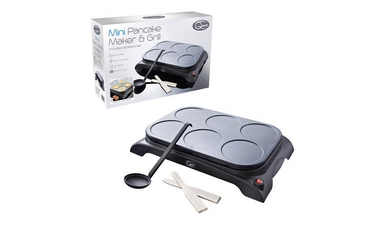 Quest Mini Pancake Maker & Grill With 6 Non-Stick Moulds - Silver