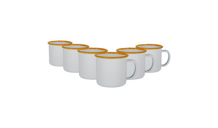 Argon Tableware White Enamel Espresso Cups - 130ml - Yellow - Pack of 6