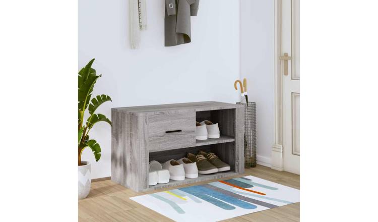 Walplus Engineered Wood Shoe Cabinet - Grey Sonoma - 80 x 35 x 45 cm