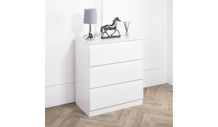 Home Treats Wide 3 Drawer Chest - White