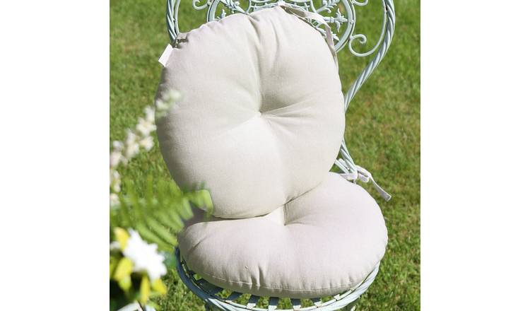 Dibor Set of 2 Round Grey Outdoor Garden Chair Cushion Seat Pads - Grey