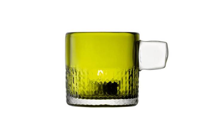 LSA International Glass Tealight Holder with Handle 9cm - Olive