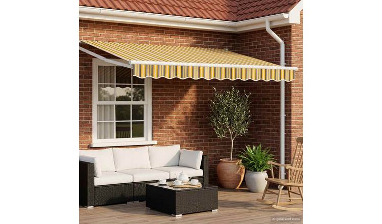 Walplus Electric Aluminium Retractable - Yellow - 350 x 250 cm - White Frame