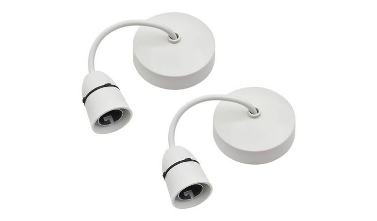 Energy Light Bulbs Ceiling Rose B22 Light Fitting Pack of 2 - White
