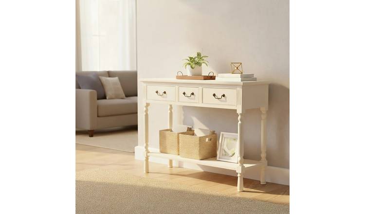 Orsina Heritage 3 Drawer Wooden Console Table – White