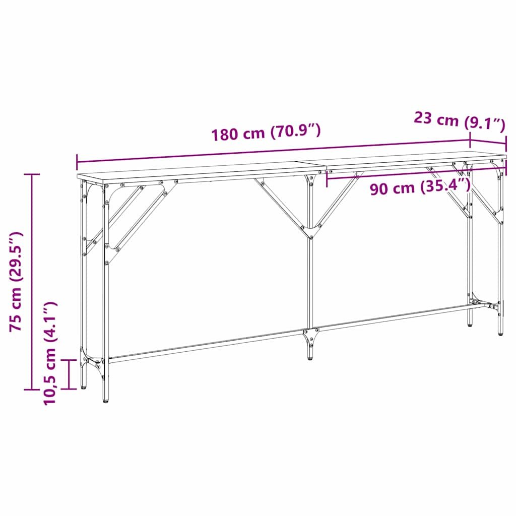 Walplus Engineered Wood Console Table - Old Wood - 180 x 23 x 75 cm - Image 9