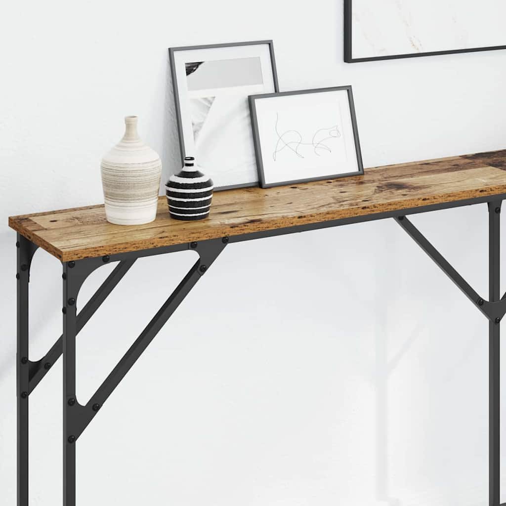 Walplus Engineered Wood Console Table - Old Wood - 180 x 23 x 75 cm - Image 4