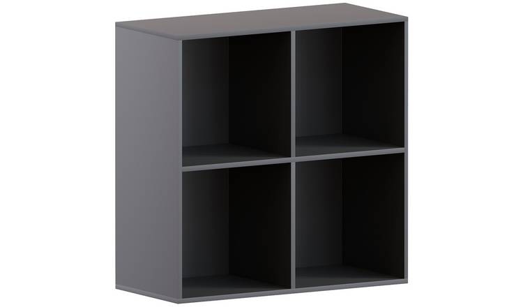 Vida Designs Durham 4 Cube Storage Unit with 2 Black Baskets - Black