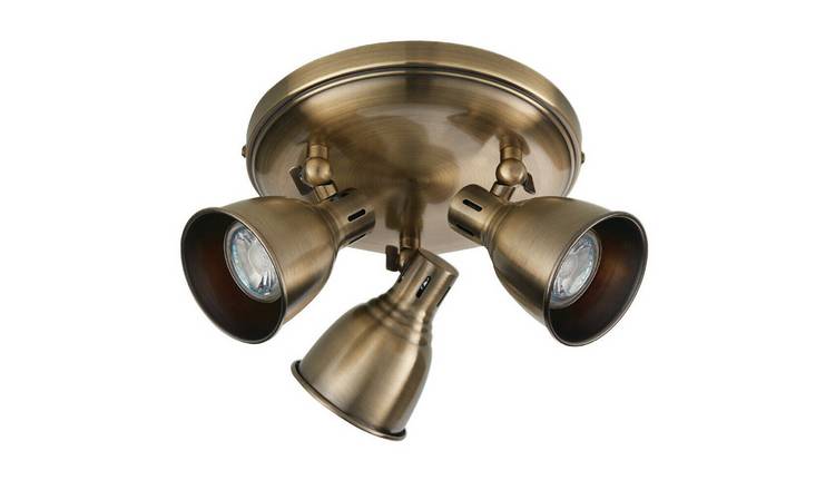 Loops Direct Steel LED Tilting Ceiling Spotlight - Antique Brass
