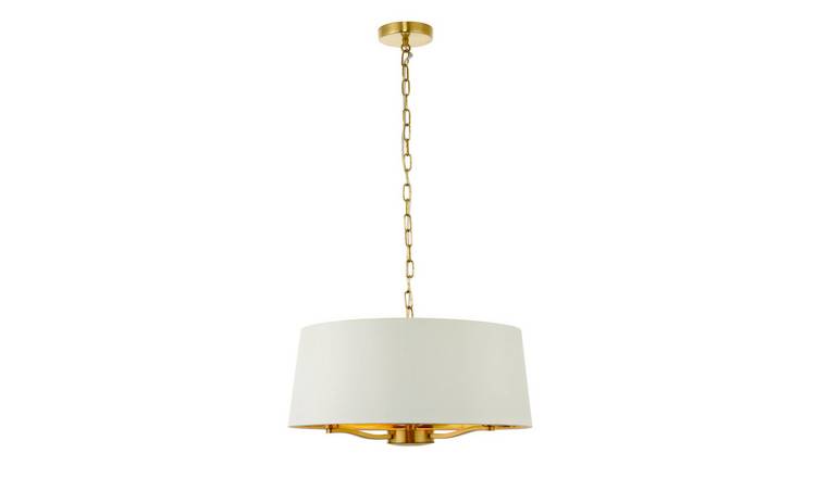 Loops Direct Satin Brass Steel Pendant Light - Vintage White