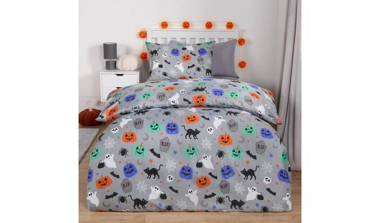 OHS Halloween Kids Duvet Cover Set Light Grey - Single