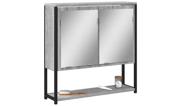 Walplus Engineered Wood Bathroom Mirror Cabinet - Grey Sonoma - 60 x 16 x 60 cm