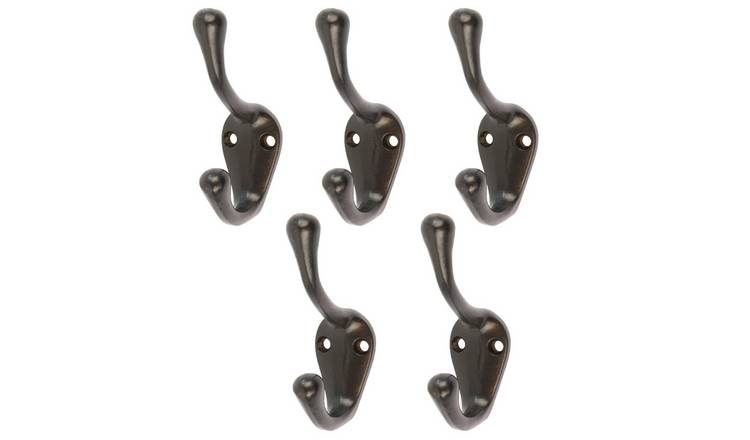Hammer & Tongs Narrow Hat & Coat Hook - Black - Pack of 5