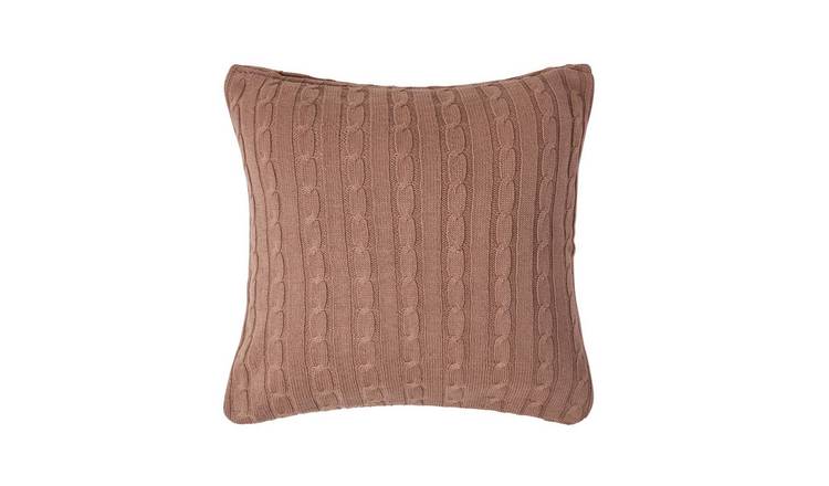 Homescapes Chocolate Brown Cotton Cable Knit Cushion Cover - 45 x 45 cm