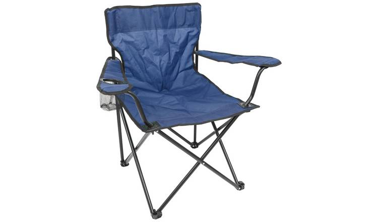 Harbour Housewares Folding Canvas Camping Chair - Matt Black/Navy