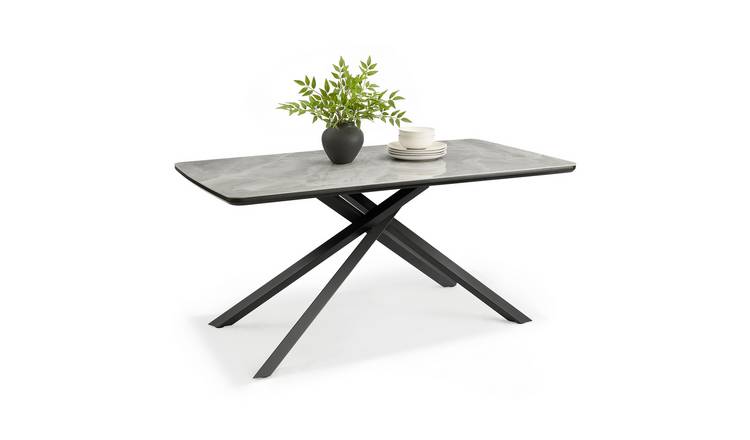 Vonhaus Atherton Dining Table Rectangular 6 Seater - Grey and Black