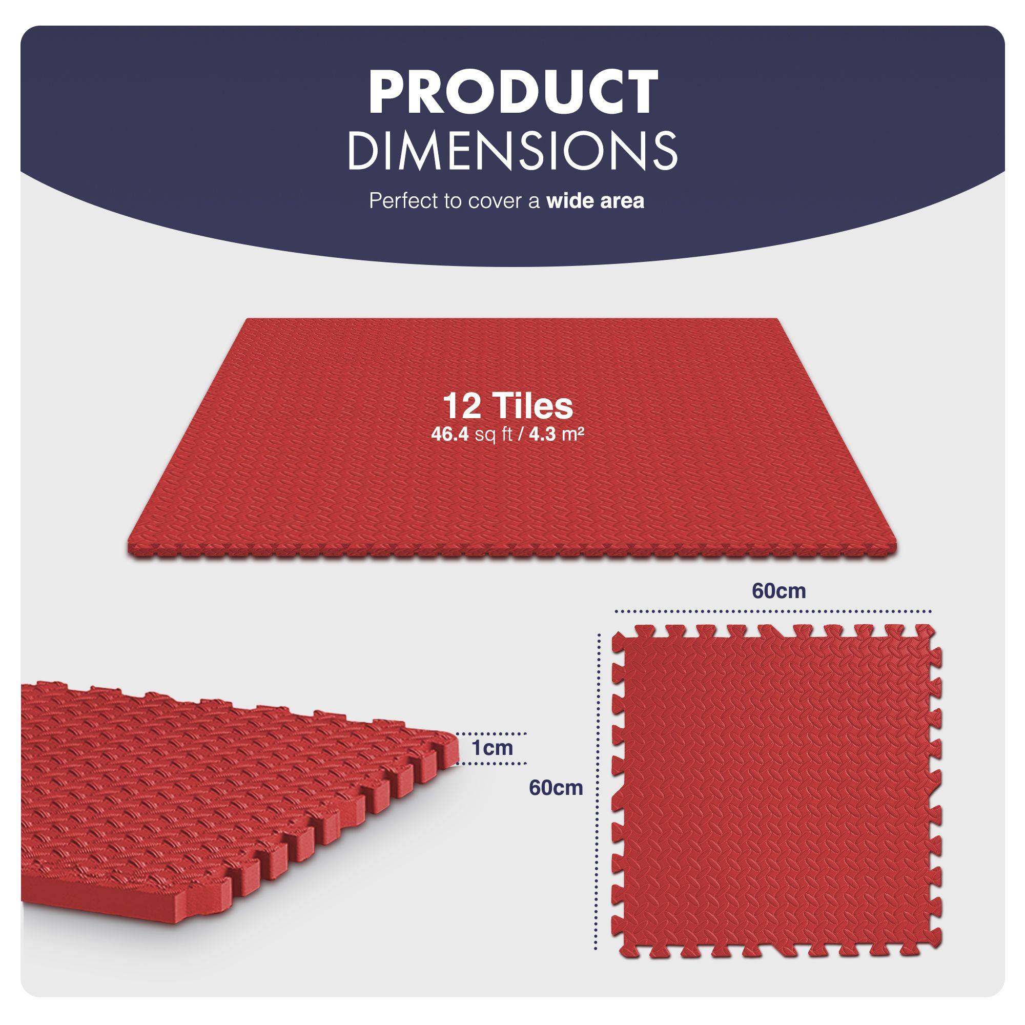 Kayman Pack of 12 Eva Gym Mat - Red - Image 2