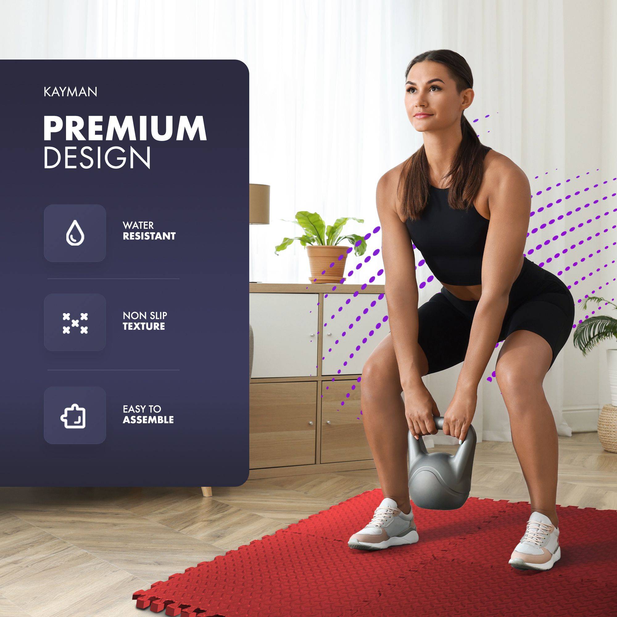 Kayman Pack of 12 Eva Gym Mat - Red - Image 3