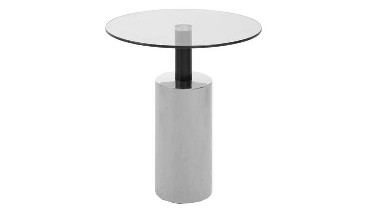 Orsina Oria Glass Top Side Table – Clear & Silver