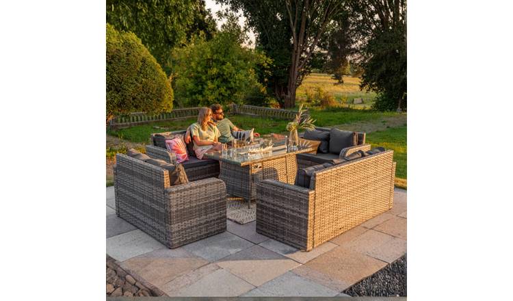 Furniture Maxi Lotus Rattan Effect 10 Seater Garden Sofa Set - Grey