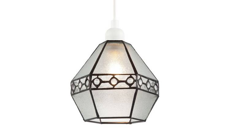 Happy Homewares Clear Industrial with Frosted Glass Pendant Shade - 17cm