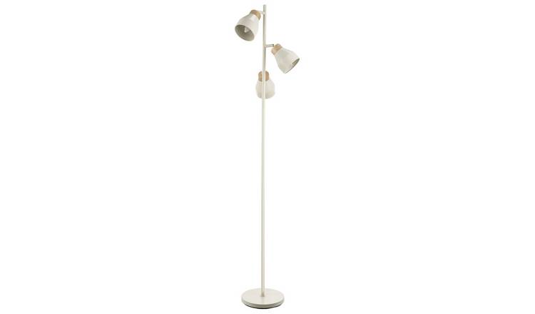 Happy Homewares Muted Dove Grey Scandinavian Triple Spot Floor Lamp - 41cm
