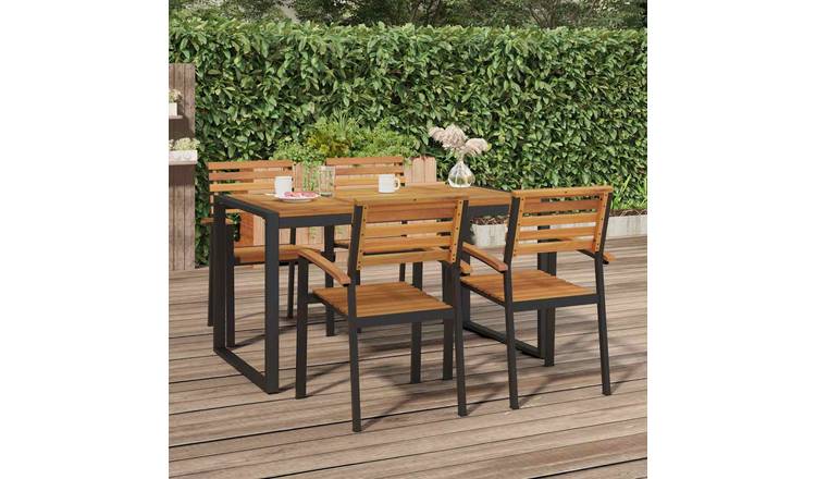 Walplus Acacia Wood Garden Table with U Shaped Legs - Brown - 140 x 80 x 75 cm