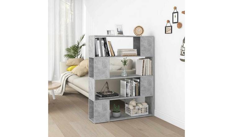 Walplus Engineered Wood Book Cabinet - Stone Grey - 100 x 24 x 124 cm