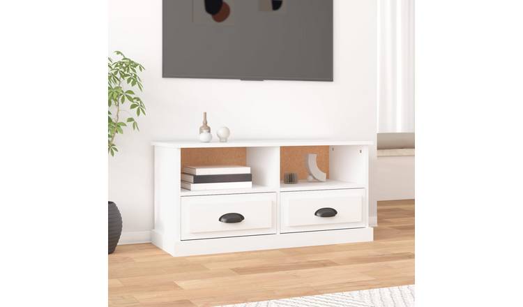 Walplus Engineered Wood 2 Drawers TV Cabinet - White - 93 x 35.5 x 45 cm