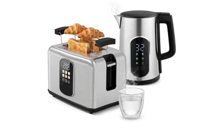 HOMCOM 1.5L 3000W 2 Slice Stainless Steel Kettle and Toaster Set – Silver