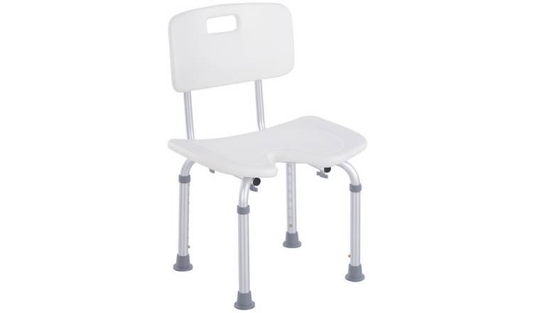 HOMCOM 8 Level Height Adjustable Aluminum Bath Stool with Non Slip Feet