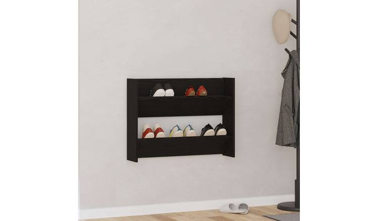 Walplus Engineered Wood Shoe Cabinet - Black Oak - 80 x 18 x 60 cm