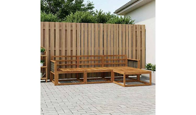 Walplus 4 Piece Solid Acacia Patio Sofa Set - Natural - 249.5 x 162.5 x 73 cm