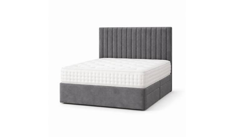 Comfy Deluxe 5ft King Size    Suede  Divan Bed Set -  Grey