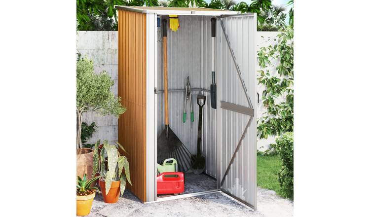 Walplus Galvanised Steel Garden Shed - Brown - 118.5 x 97 x 209.5 cm