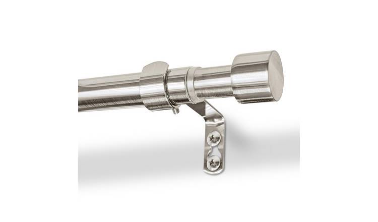 Harbour Housewares Metal Curtain Pole Kit - Brushed Nickel - 77 to 150cm