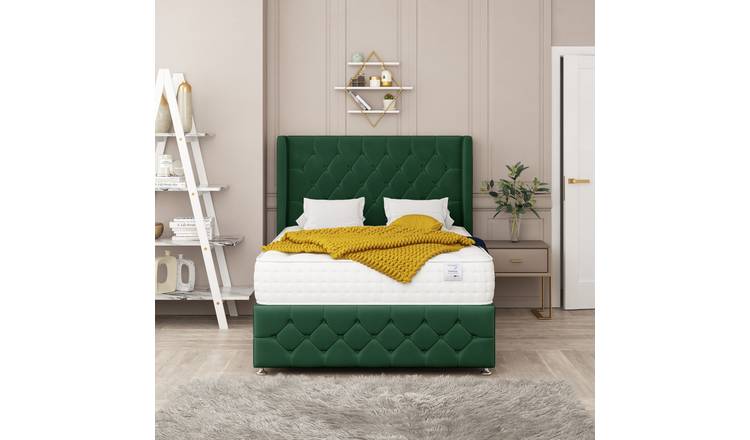 Bed Choices Elena Double 2 Drawer 26" Headboard Divan Bed Set - Green
