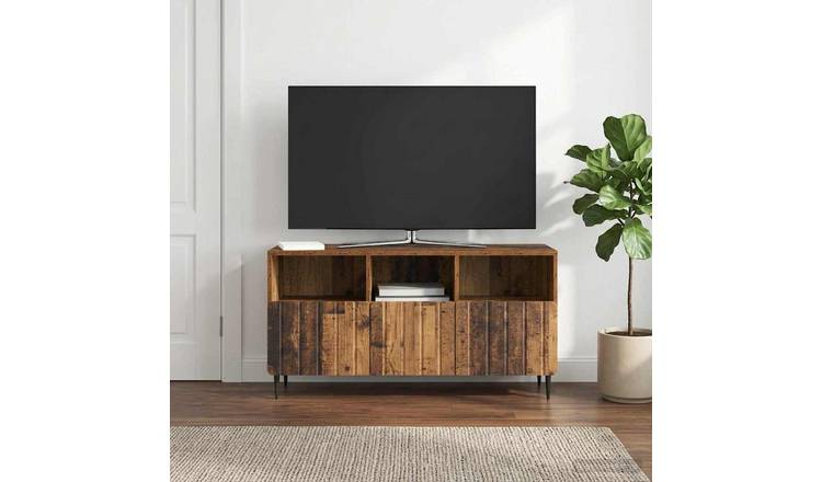 Walplus Engineered Wood TV Cabinet Tall Unit - Old Wood - 102 x 34.5 x 50 cm