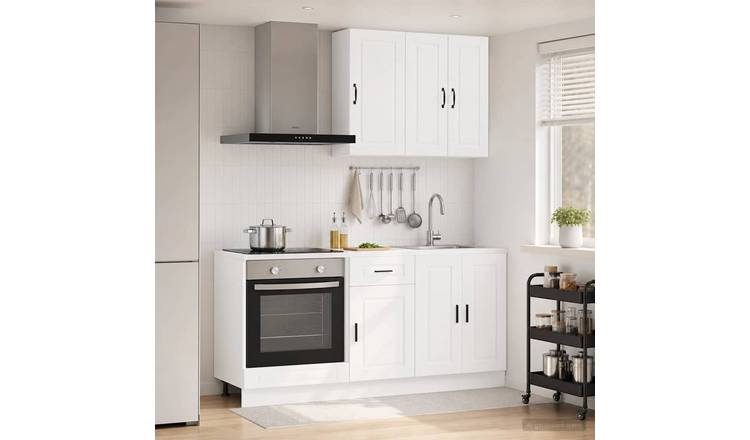 Walplus 5 Piece Engineered Wood Kitchen Unit Set - White