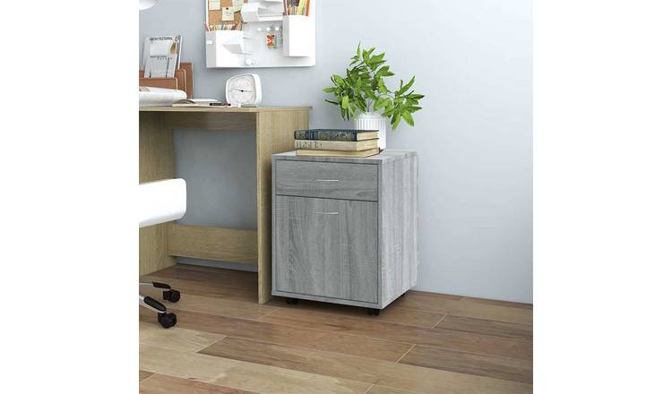 Walplus Engineered Wood 1 Drawer Rolling Cabinet - Grey Sonoma - 45 x 38 x 54 cm