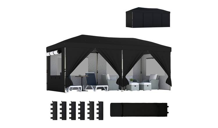 Outsunny Oxford Pop Up Mesh Window Gazebo – Black