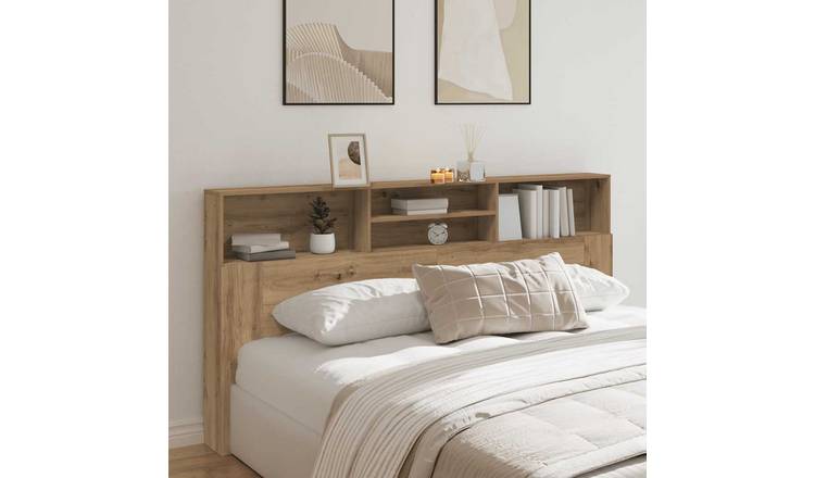 Walplus Engineered Wood Headboard Cabinet - Oak - 200 x 19 x 103.5 cm