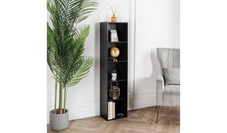 Home Treats Wooden 5 Tier Cube Bookshelf - Black