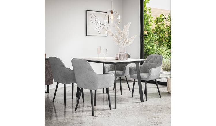 Furniture Online Haydon Anika Marble Effect Dining Table & 6 Grey Chairs