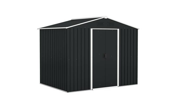 Outsunny Galvanised Metal Garden Shed with Sliding Doors - Grey