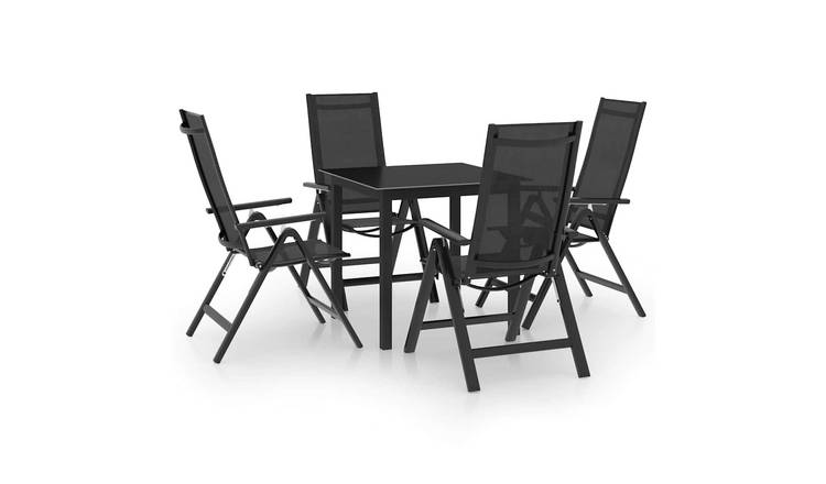 Walplus 5 Piece Aluminium Garden Dining Set - Anthracite - 80 x 80 x 74 cm
