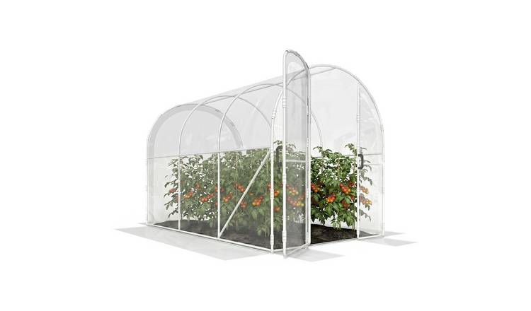 Outsunny Galvanised Steel Polytunnel Greenhouse with 2 Hinged Door - Clear