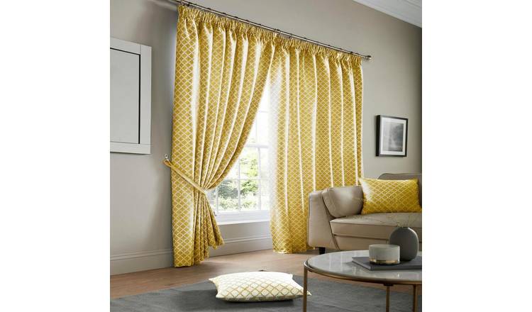 Alan Symonds Cotswold Pencil Pleat Curtains - Ochre - 117 x 229cm