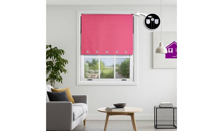 Furnished Fuchsia Blackout Roller Blind Square Eyelets - 55 x 165cm