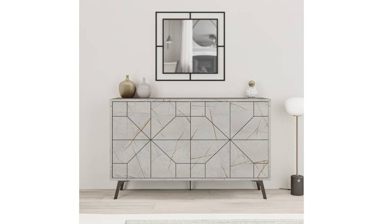 Decortie Dune 4 Sliding Door Sideboard - Gold Marble Effect